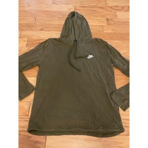 Nike Men's faded olive green athletic Pullover cotton Hoodie Long Sleeve Large